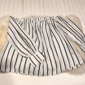 Off Shoulder Stripe Shirt